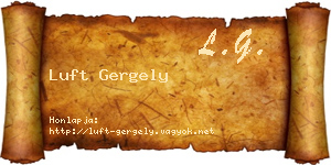 Luft Gergely névjegykártya